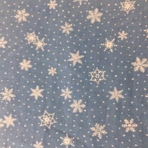 Soft Blue cotton fabric snow flake design BTY